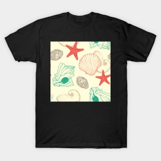 Sea Shells and Sea Life Pattern T-Shirt